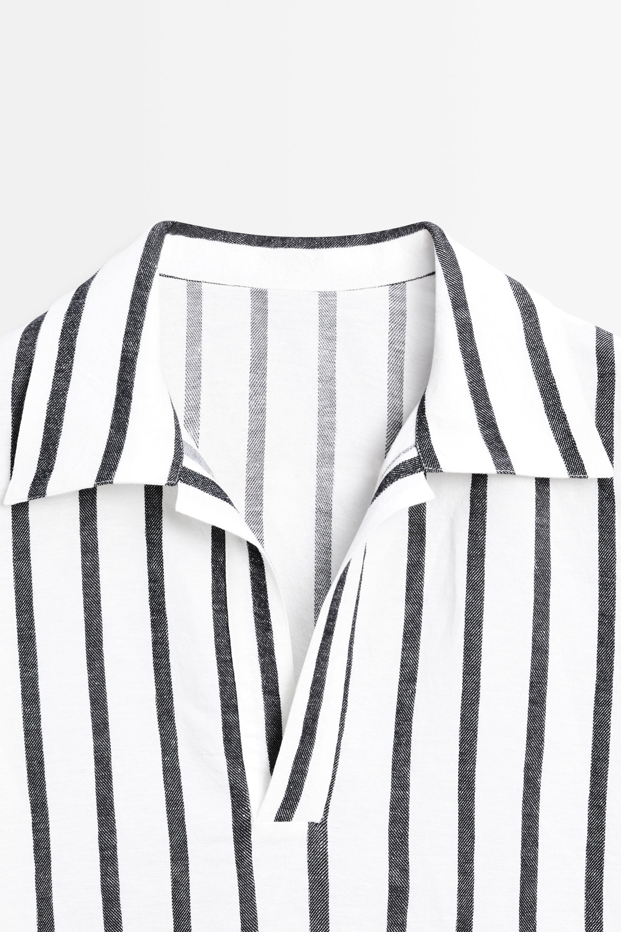 Striped oversize linen blend shirt